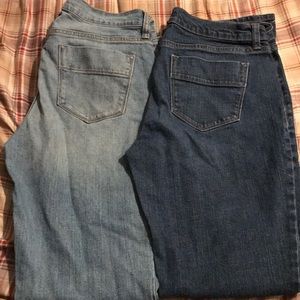 Two pairs of Old Navy sweetheart bootcuts